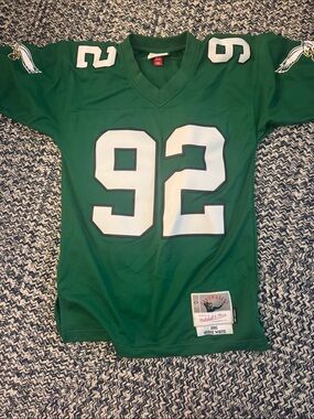 Mitchell & Ness Green Football Jersey #92 with White Numbers